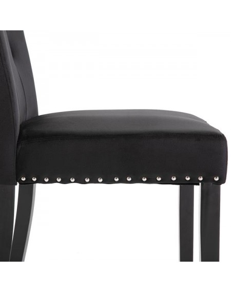 Velvet Fabric / Rubber Wood Legs / Cushion Original Cotton Density 26   Spring / Nail Dressing Stool Two Sets Black