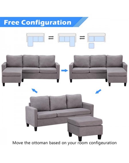 Double Chaise Longue Combination Sofa Light Grey