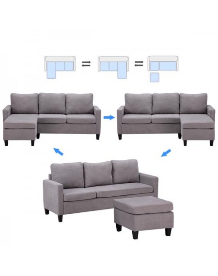 Double Chaise Longue Combination Sofa Light Grey