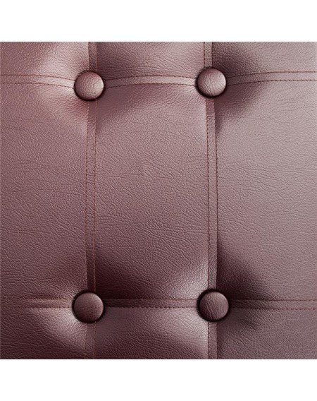 [US-W]F-02L Practical PVC Leather Rectangle Shape Surface with Line Footstool Brown