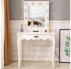 [US-W]FCH Generous Mirror Single Pumping Foot With Bulb Cold Light Dressing Table white