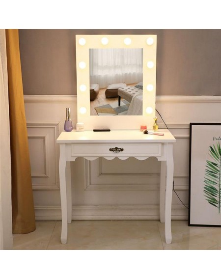 [US-W]FCH Generous Mirror Single Pumping Foot With Bulb Warmer Dressing Table White