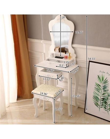 FCH Irregular Single Mirror 3 Drawer Dressing Table White