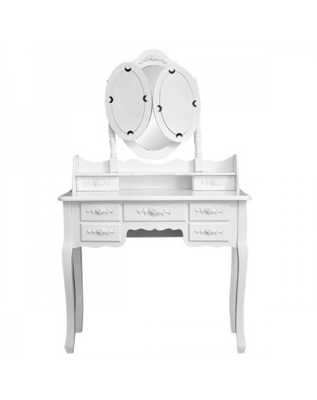 Foldable 3 Mirrors with 7 Drawers Dressing Table White