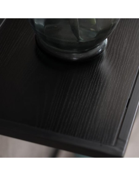 [US-W](106 x 28 x 76)cm Wood Grain Entrance Table Black