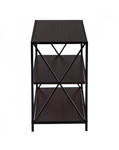 (100x40.5x66cm) Industrial Style Three-Layer Side Crossing Porch Table Black Walnut Color