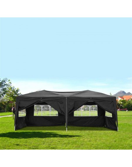 [US-W]3 x 6m Four Windows Practical Waterproof Folding Tent Black
