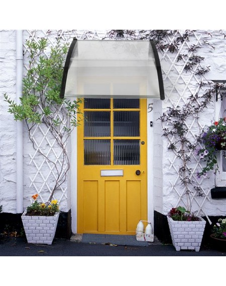 HT-100 x 80 Household Application Door & Window Rain Cover Eaves Canopy White & Black Bracket