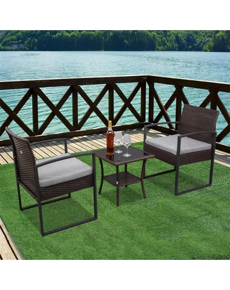 Outdoor Balcony Terrace 3-piece Rattan Mini Leisure Set