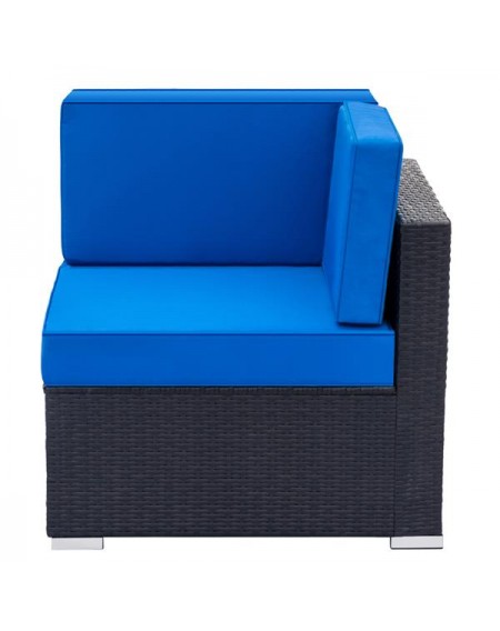 Fully Equipped Weaving Rattan Sofa Set with 2pcs Corner Sofas & 4pcs Single Sofas & 1 pcs Coffee Table Black