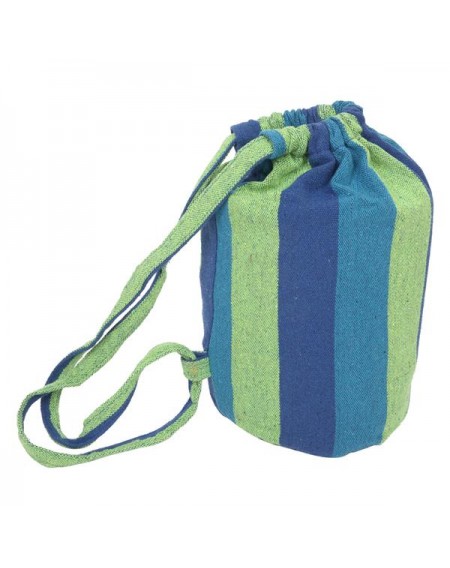 200*150cm Portable Polyester & Cotton Hammock Blue & Green Strip