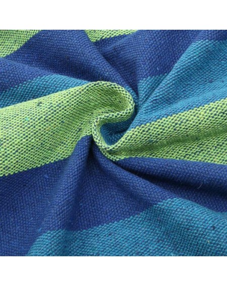 200*150cm Portable Polyester & Cotton Hammock Blue & Green Strip