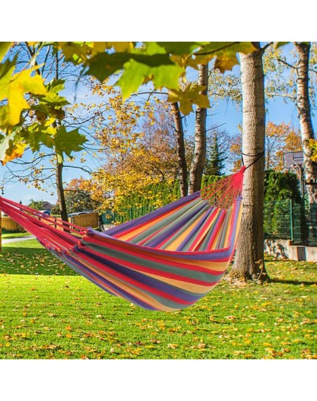 [US-W]200*150cm Portable Polyester & Cotton Hammock Four Red