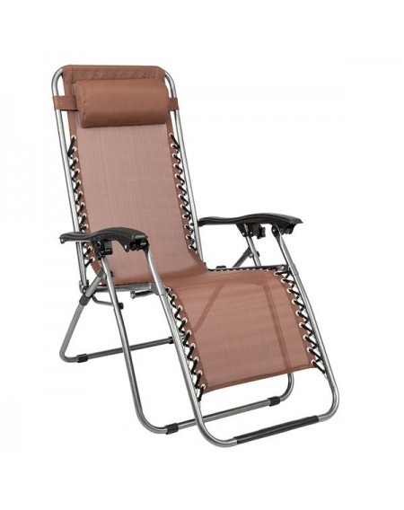 2PCS Zero Gravity Lounge Chair Brown with Portable Cup Holder Table