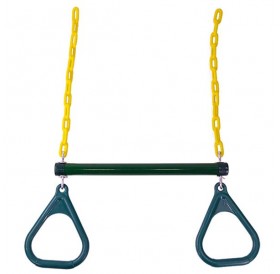 18" Trapeze Swing Bar with Rings Heavy Duty Chain Swing Set Accessories Green